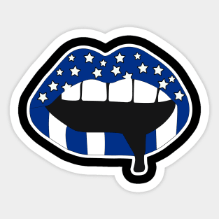 Blue and White Sticker